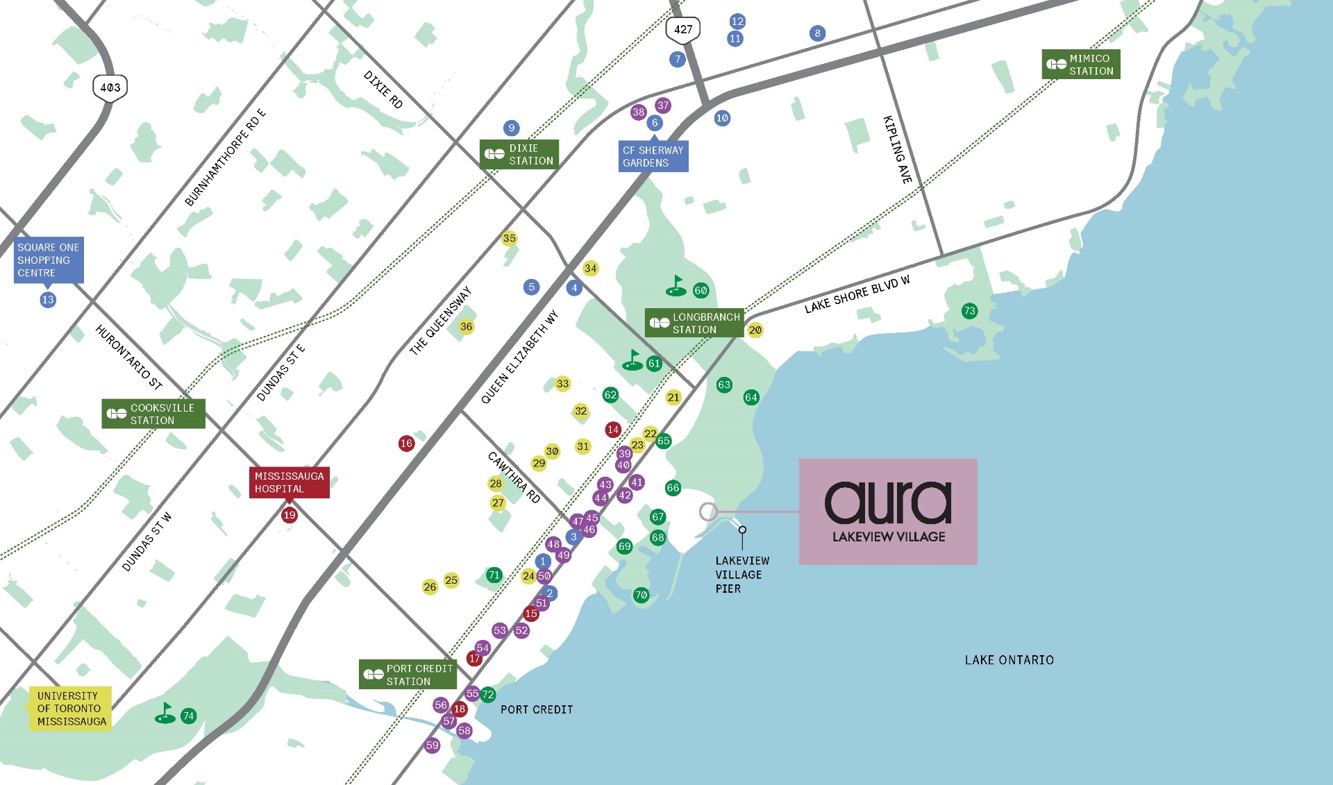 Aura at Lakeview Village amenity map