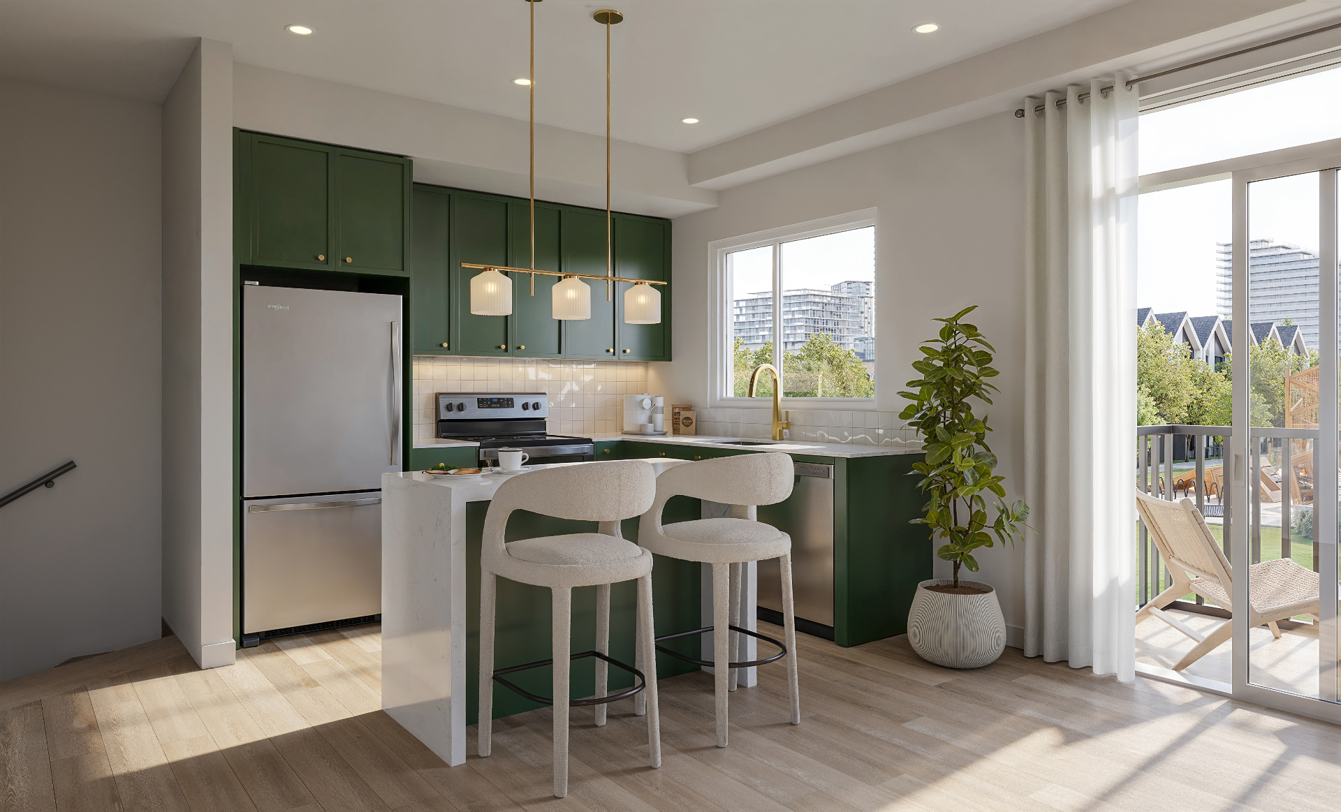 Designer kitchen with island seating